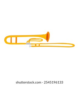 orchestra trombone cartoon. notes practice, performance tone, valve ensemble orchestra trombone sign. isolated symbol vector illustration