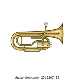 orchestra tuba cartoon. band sound, valve mouthpiece, bell concert orchestra tuba sign. isolated symbol vector illustration