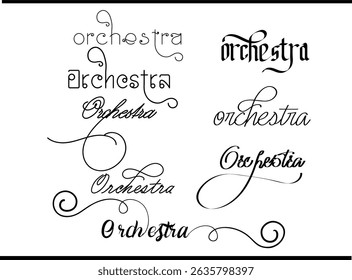 Orchestra Typography Logo, Calligraphy Orchestra Logo – Classic Script Typography Monogram for Music Branding