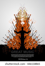 The orchestra vector background. The banner of concert classical music. The philarmonic orchestra.  