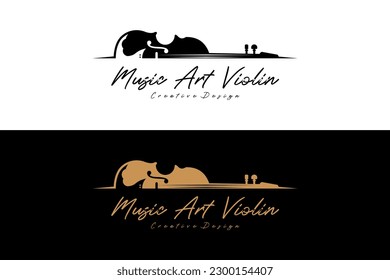 Plantilla de logotipo de música de violín de orquesta, diseño de ilustración de arte musical vector
logotipo de violín moderno