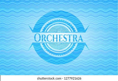 Orchestra water representation emblem background.