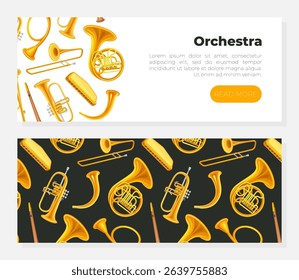 Orchestra web banner. Music festival, live concert. Entertainment and music landing page