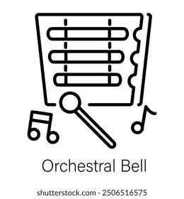 Orchestral bell icon in line style 