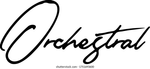 Orchestral Calligraphy Handwritten Typography  Black Color Text On 
White Background