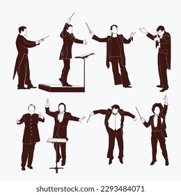 Orchestral conductor silhouette for various purposes