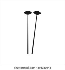 Orchestral drumsticks mallets simple icon on white background