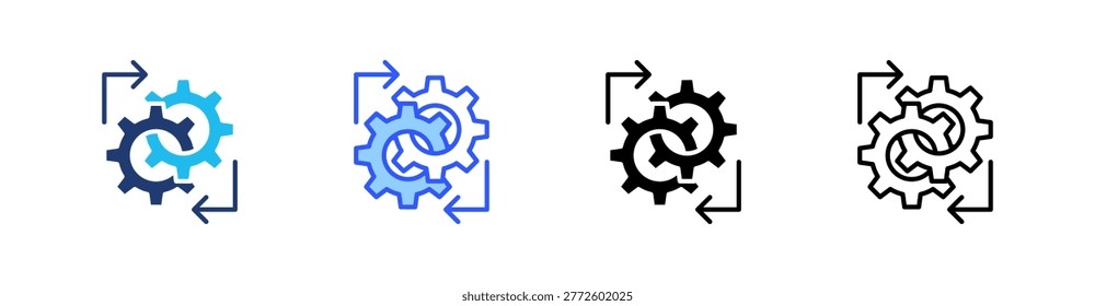 Orchestration Multiple Style Icon Set Collection Pack Web Banner Vector