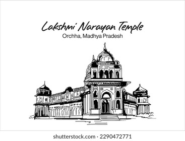 Fuerte Orchha, Templo Lakshmi Narayan en la ciudad de Orchha en Madhya Pradesh, india. 