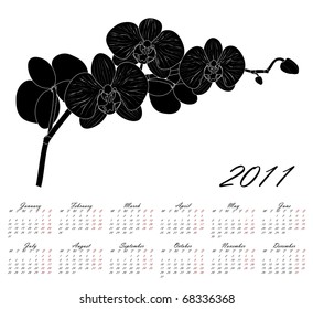 Orchid. 2011 Calendar. Weeks start on Monday.