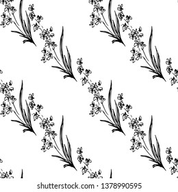 Orchid branch.Seamless pattern. Vector illustration.