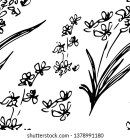 Orchid branch.Seamless pattern. Vector illustration.