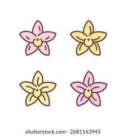 Orchideenknospensymbol. Modernes lineares Design-Emblem für Parfum und Kosmetik.