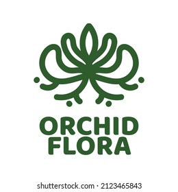 orchid flora Green nature logo concept design illustration