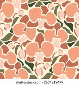 Orchid floral pattern textiles hand drawn silhouettes style