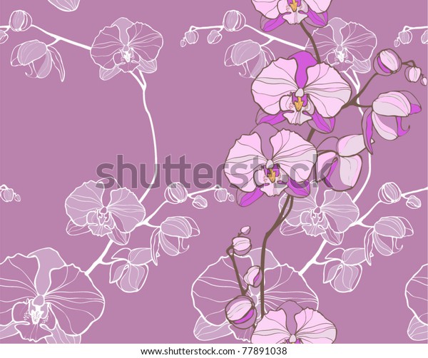 Orchid Floral Seamless Pattern Stock Vector Royalty Free 77891038