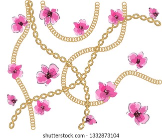 orchid flower and golden chain