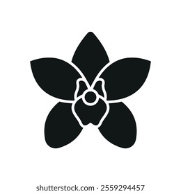 Orchid flower icon features a sophisticated and elegant design, perfect for luxury branding, floral patterns, or nature-inspired projects