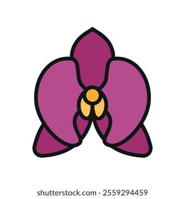 Orchid flower icon features a sophisticated and elegant design, perfect for luxury branding, floral patterns, or nature-inspired projects