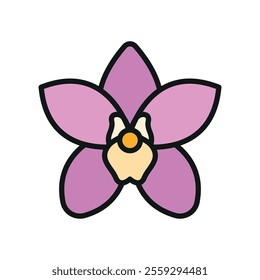 Orchid flower icon features a sophisticated and elegant design, perfect for luxury branding, floral patterns, or nature-inspired projects