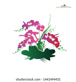 orchid flower  icon on white background.use for advetising,stickers, labels, tags, scrapbooking.Vector illustration. 