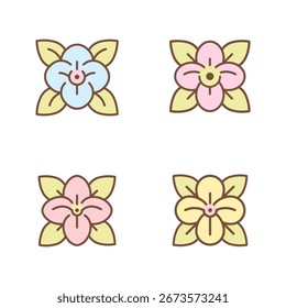 Symbol für Orchideenblumen. Set von 4 geometrischen Form für die Dekoration von Verpackungen und Parfums.