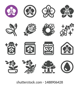 orchid flower icon set,vector and illustration