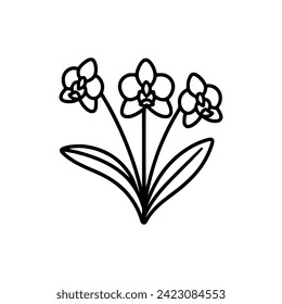 orchid flower illustration and icon - flat design