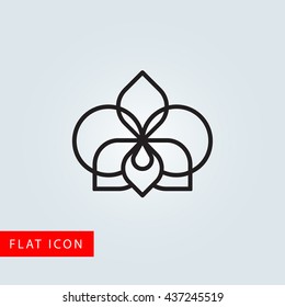 Orchid flower line icon. Flat design