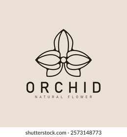 orchid flower logo line art vector icon and symbol minimalist illustration template design