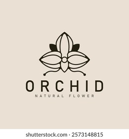 orchid flower logo line art vector icon and symbol minimalist illustration template design