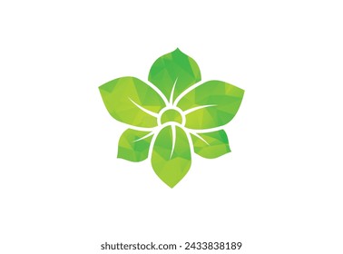 Orchid flower low poly logo design template