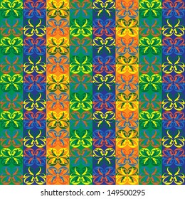 Orchid Flower Pattern in colorful stripes ornament