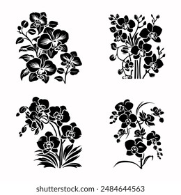 Orchid flower silhouette vector design