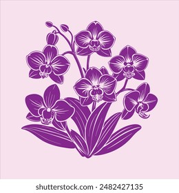 Orchid flower vector illustration purple blue sky pink