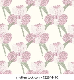 Orchid flower. Vector illustration of seamless pattern.