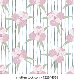 Orchid flower. Vector illustration of seamless pattern.