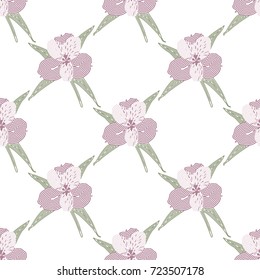 Orchid flower. Vector illustration of seamless pattern.