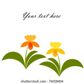 Orchid flowers growing. Background with copy space. Vector illustration