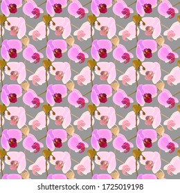 Orchid flowers seamless pattern. Vector stock illustration eps 10.