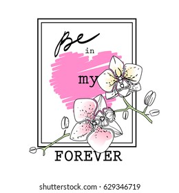 Orchid and flowers vector image.