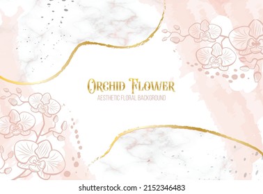 Orchid Flwer Floral aesthetic Background with Marble Texture