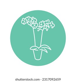 Orchid houseplant black line icon. Indoor decorative plant. Pictogram for web page, mobile app, promo.