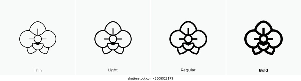 orchid icon. Thin, Light Regular And Bold style design isolated on white background