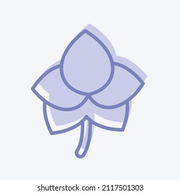 Icono orquídea a la moda en dos tonalidades aislado en un fondo azul suave