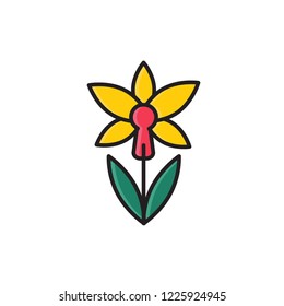 orchid icon vector. flower icon filled outline style