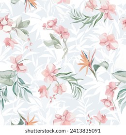 Orchid illustration pattern vector background 