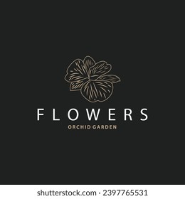 Logo de Orquídea diseño floral simple lujoso y elegante para el salón cosméticos belleza spa