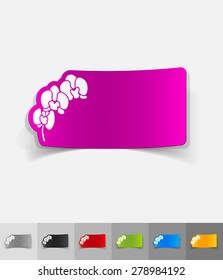 orchid paper sticker with shadow. Vector illustration