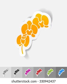 orchid paper sticker with shadow. Vector illustration